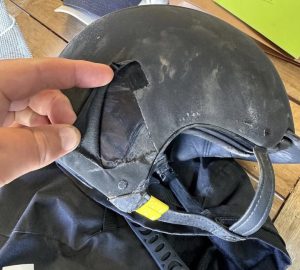 Helmet after fall