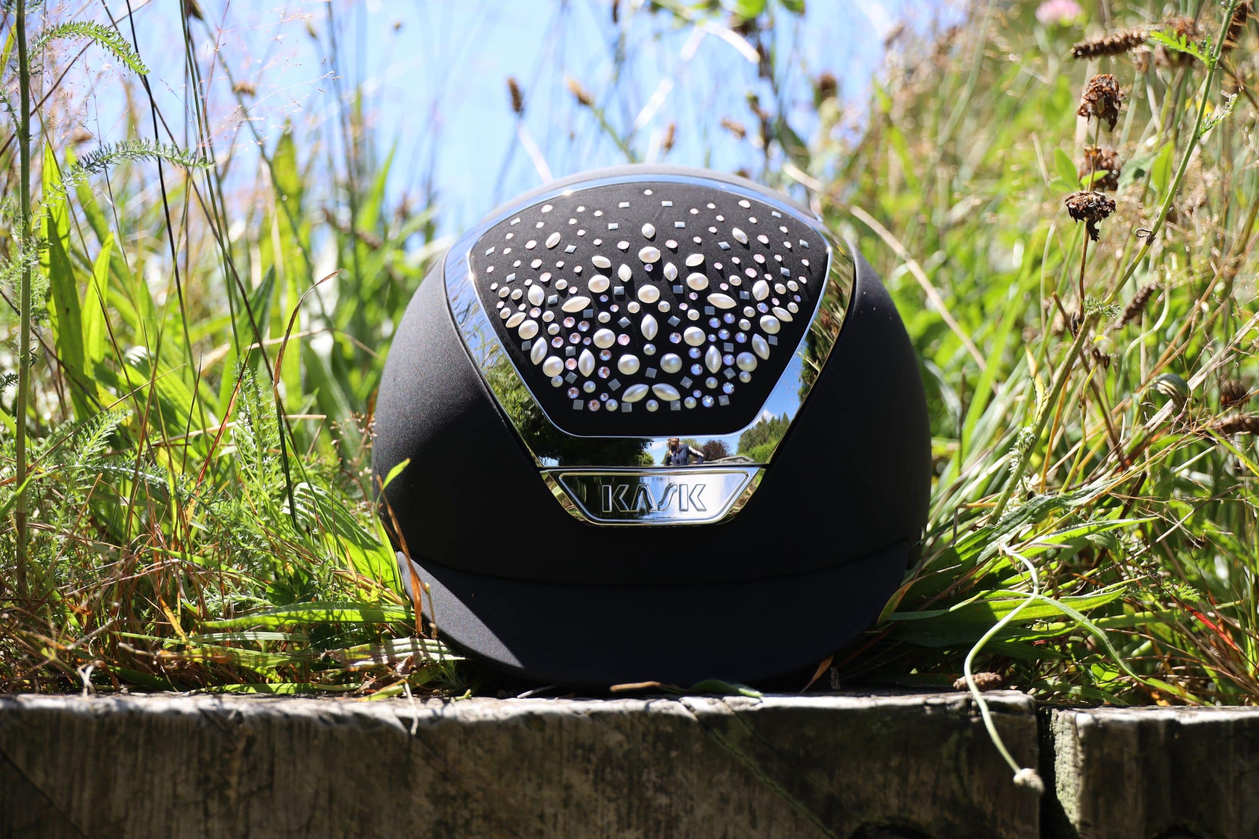 Custom Kask Helmet, Swarovski Pearls